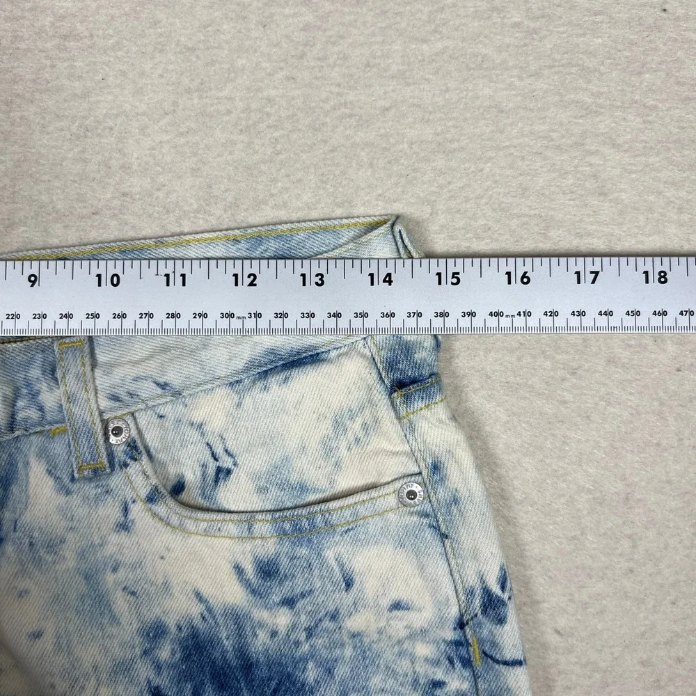 Tommy Jeans‎ Womens Tie Dye Denim Shorts Size 7 Blue White Acid Wash Y2K